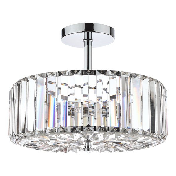 (image for) Laura Ashley Fernhurst 3lt Semi Flush Polished Chrome Glass